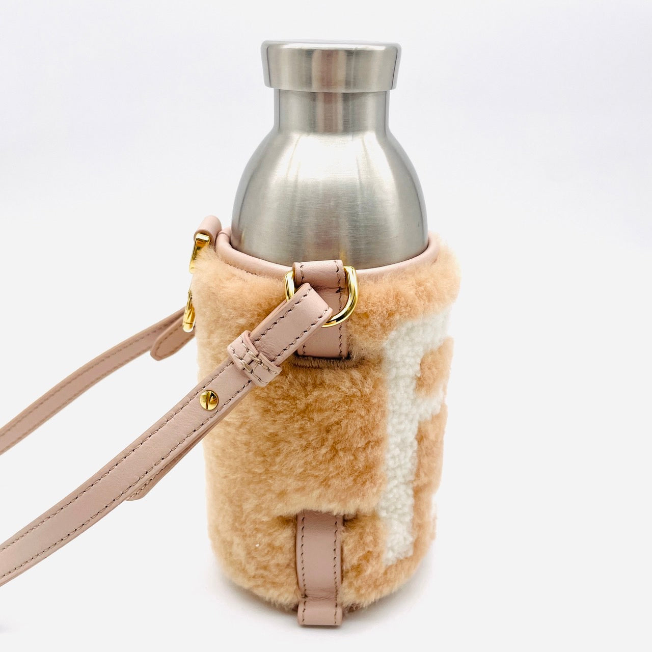 FENDI Drink holder Mouton pink bottle shoulder bag