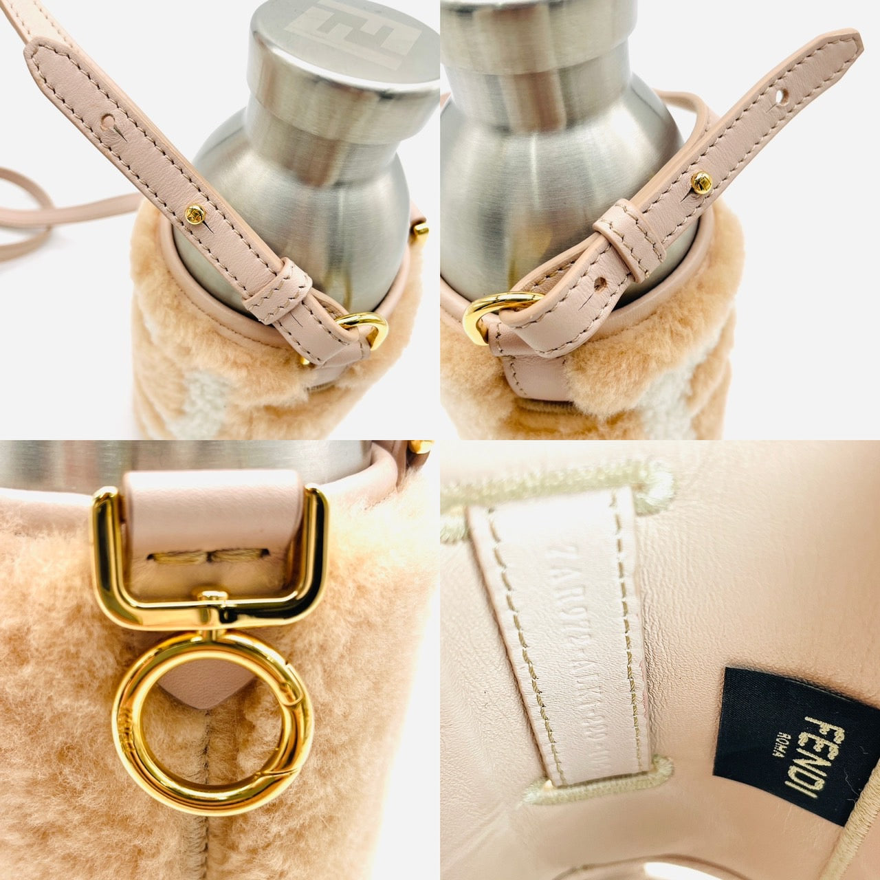 FENDI Drink holder Mouton pink bottle shoulder bag