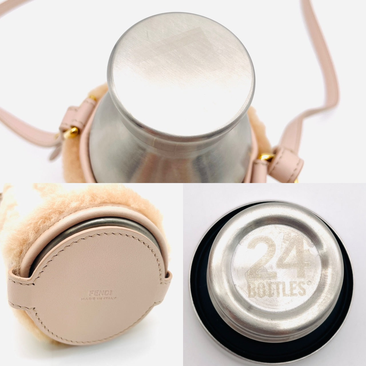 FENDI Drink holder Mouton pink bottle shoulder bag