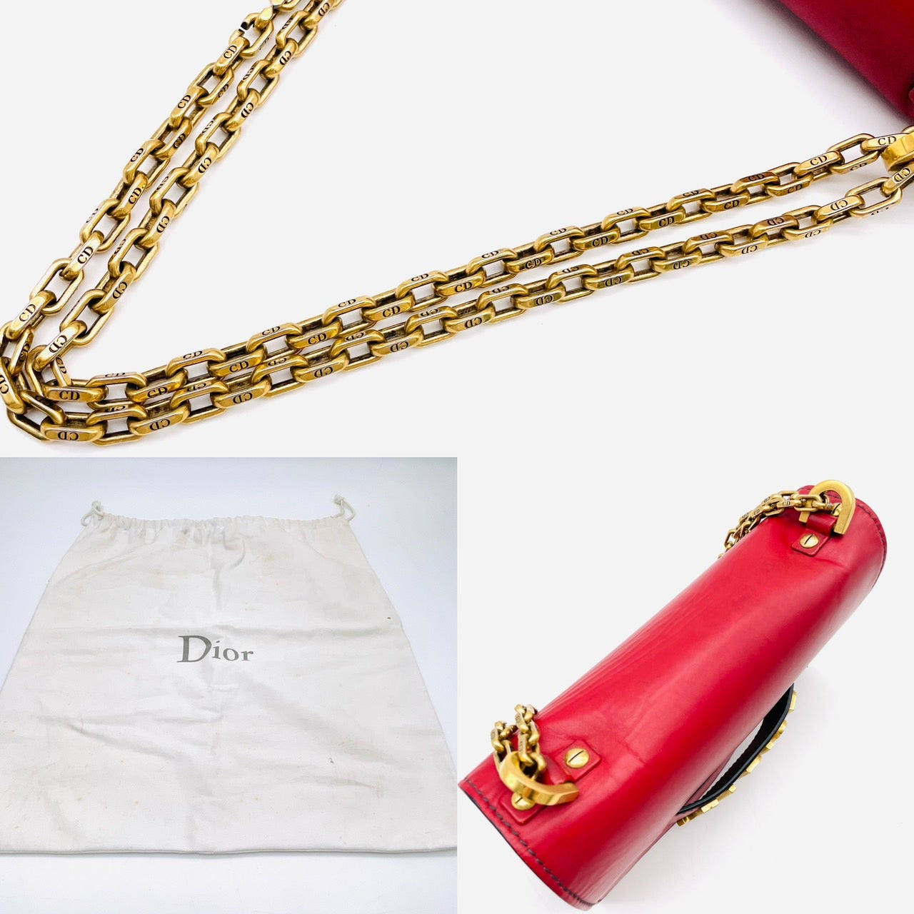 CHRISTIAN DIOR Red Leather Shoulder Bag