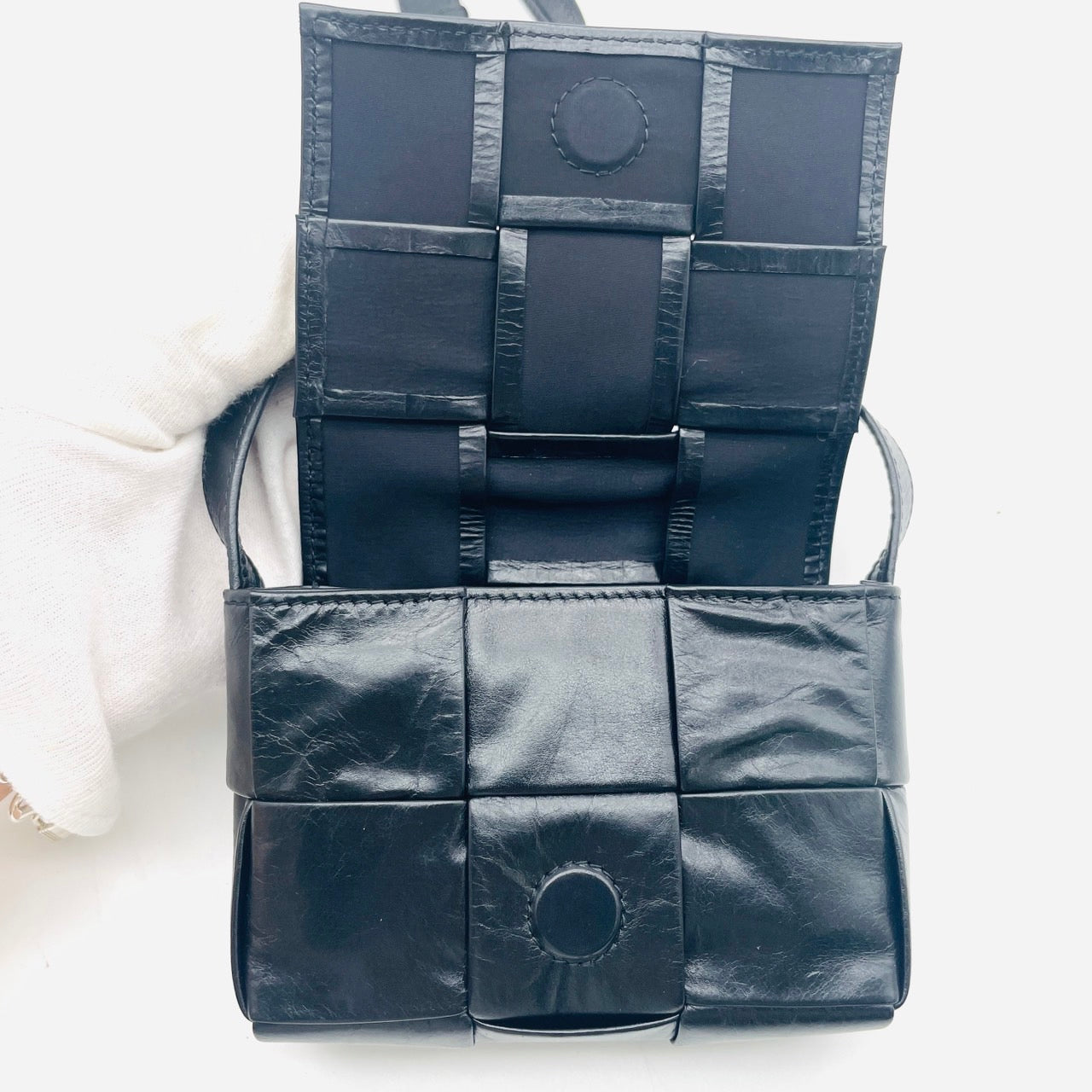 BOTTEGA VENETA Maxi Intrecciato Candy Shoulder Bag Black