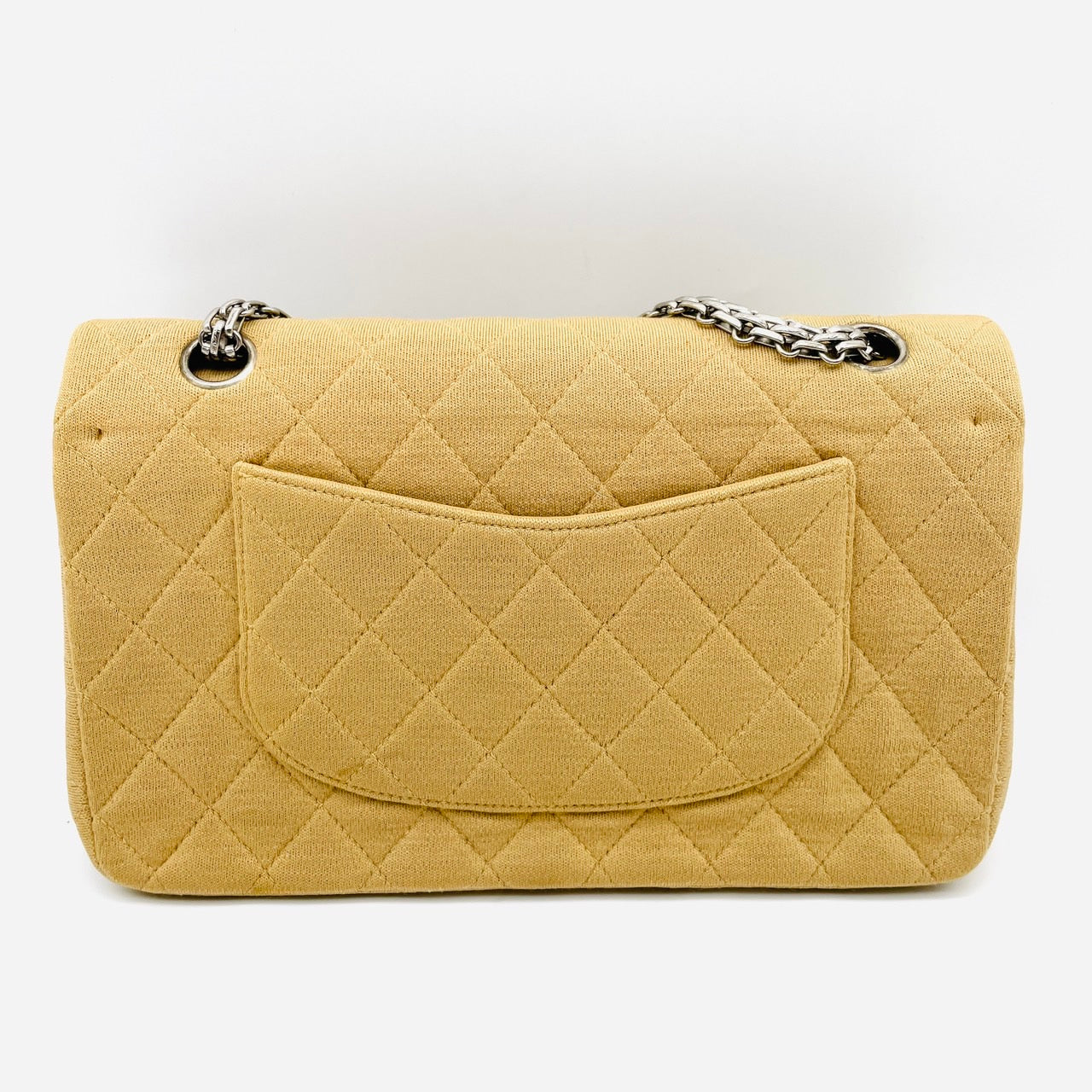 CHANEL MATRASSE Cotton Shoulder Bag W Flap Beige