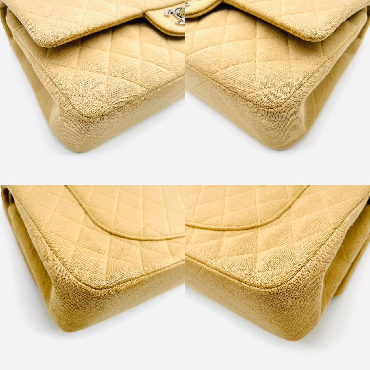 CHANEL MATRASSE Cotton Shoulder Bag W Flap Beige