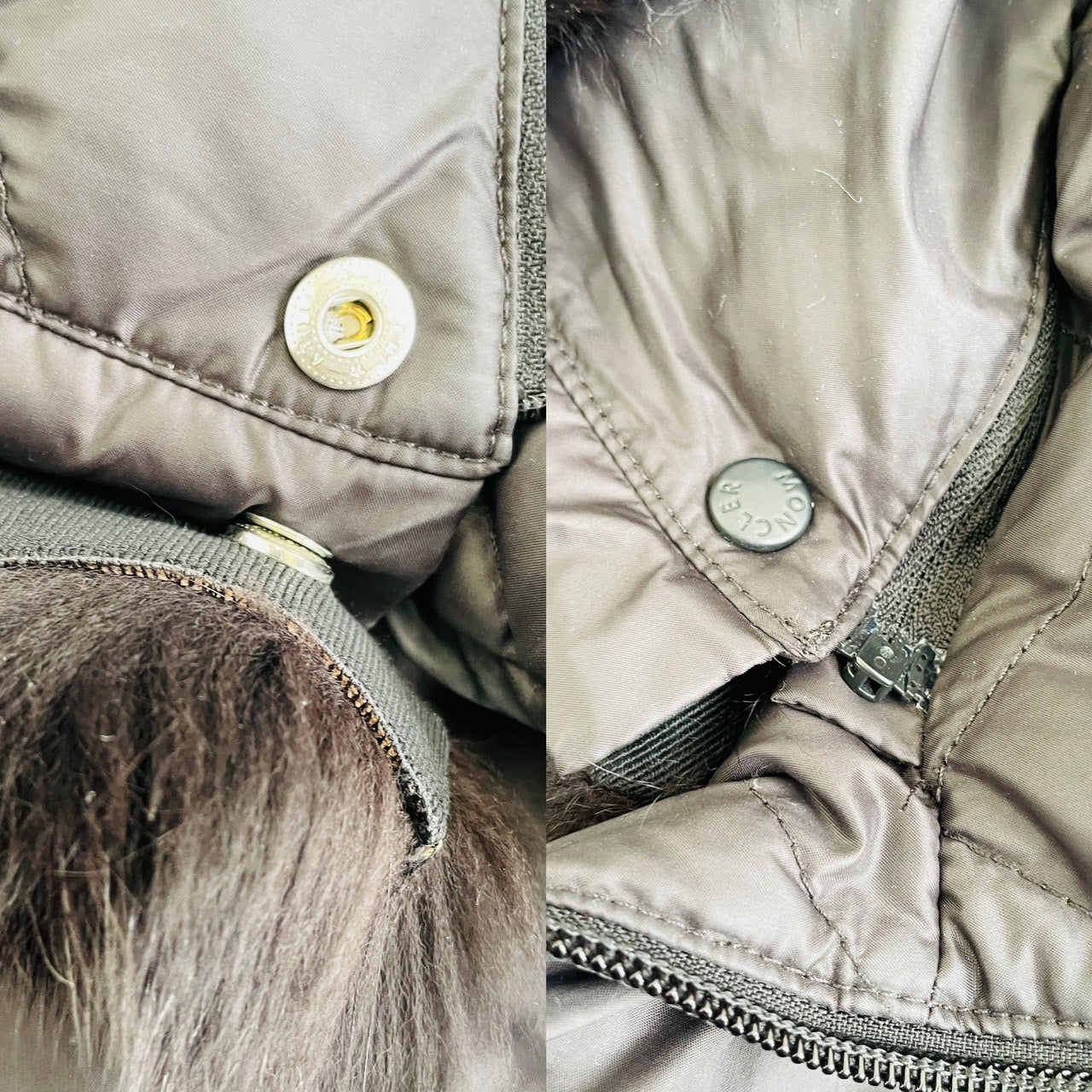 MONCLER Down coat fox fur black
