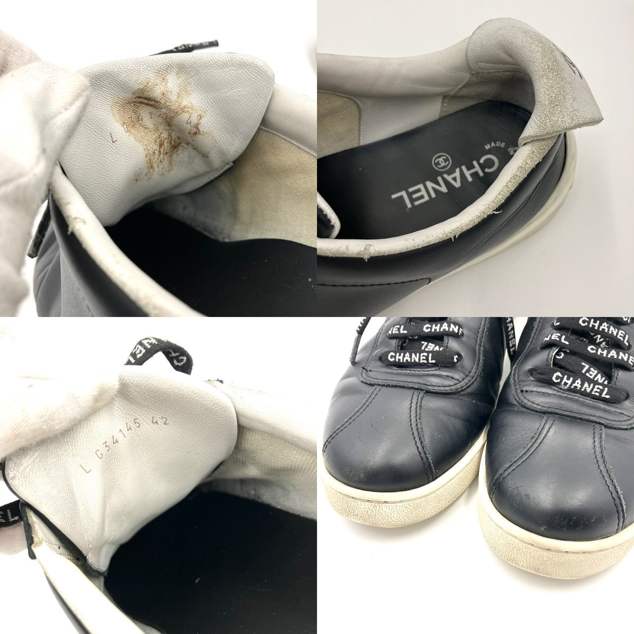 CHANEL Coco Mark Leather Sneakers G34145 EU42