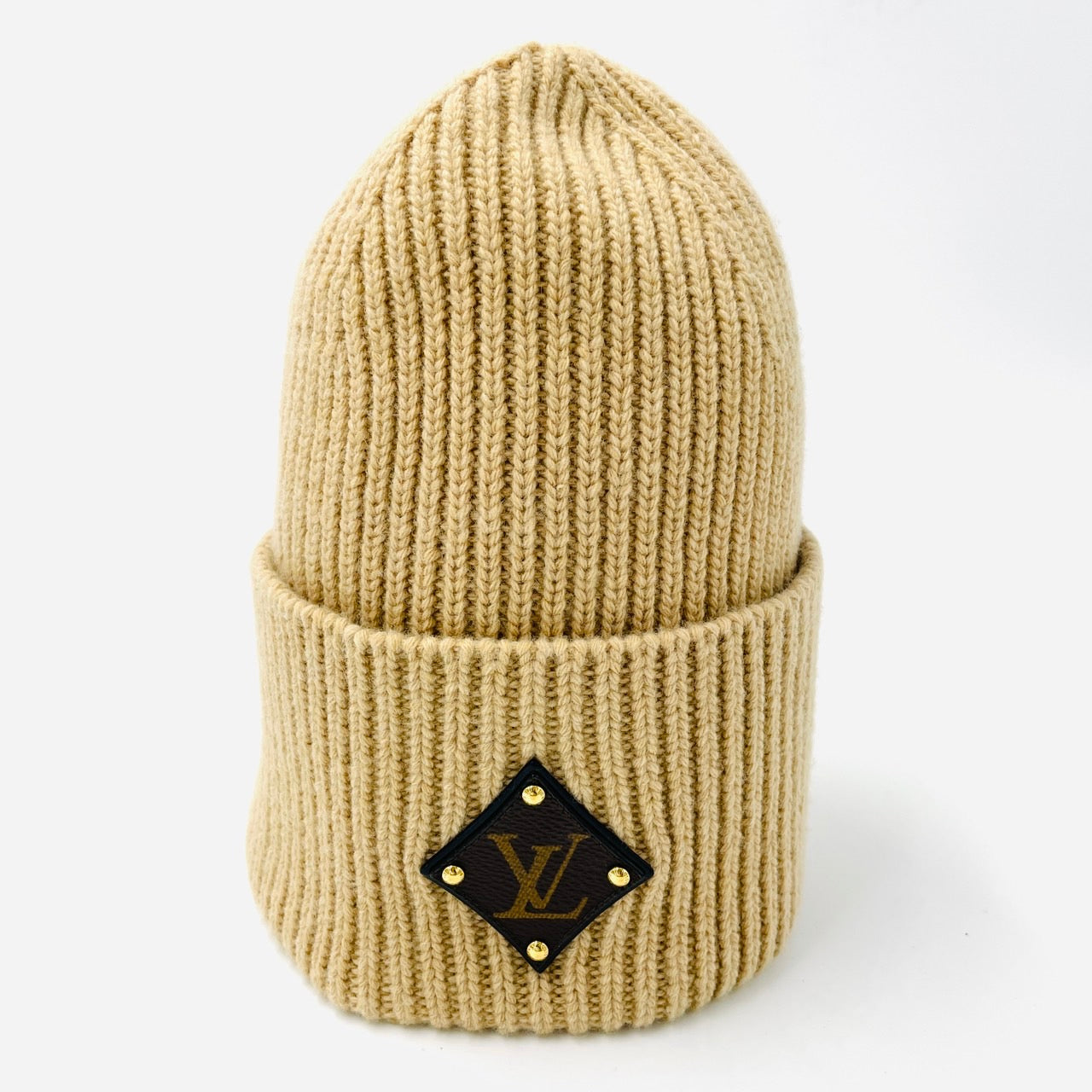 LOUIS VUITTON Knit Cap Beige Bonnet Beanie