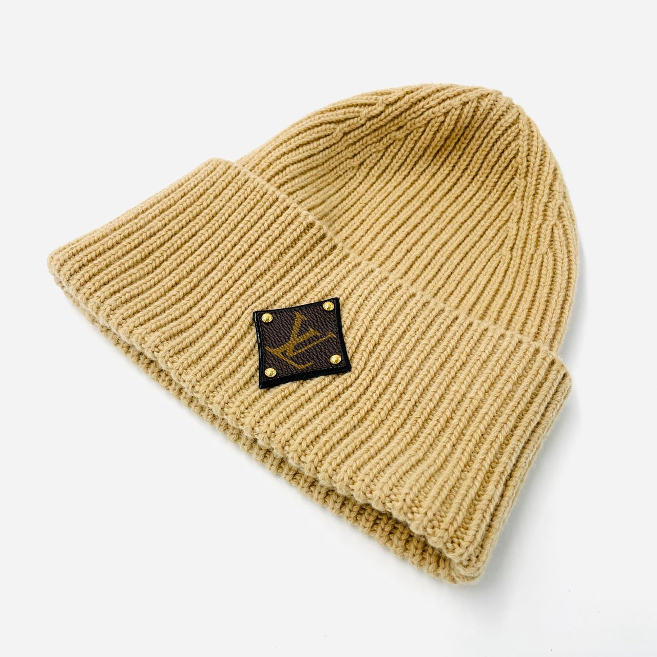 LOUIS VUITTON Knit Cap Beige Bonnet Beanie