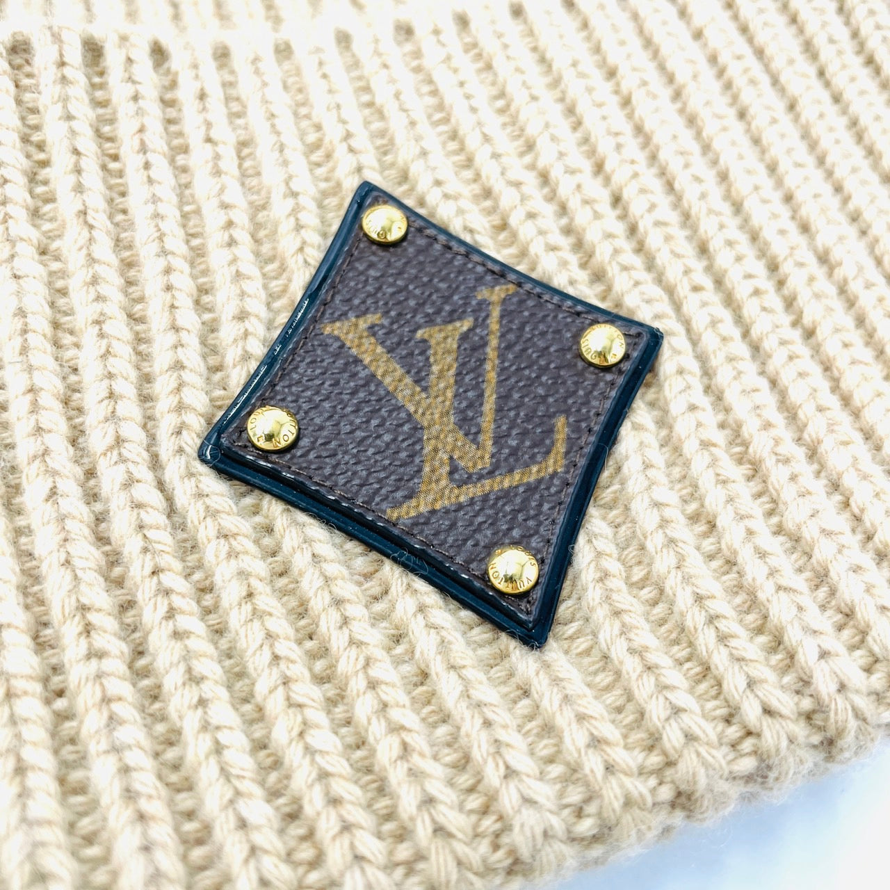 LOUIS VUITTON Knit Cap Beige Bonnet Beanie