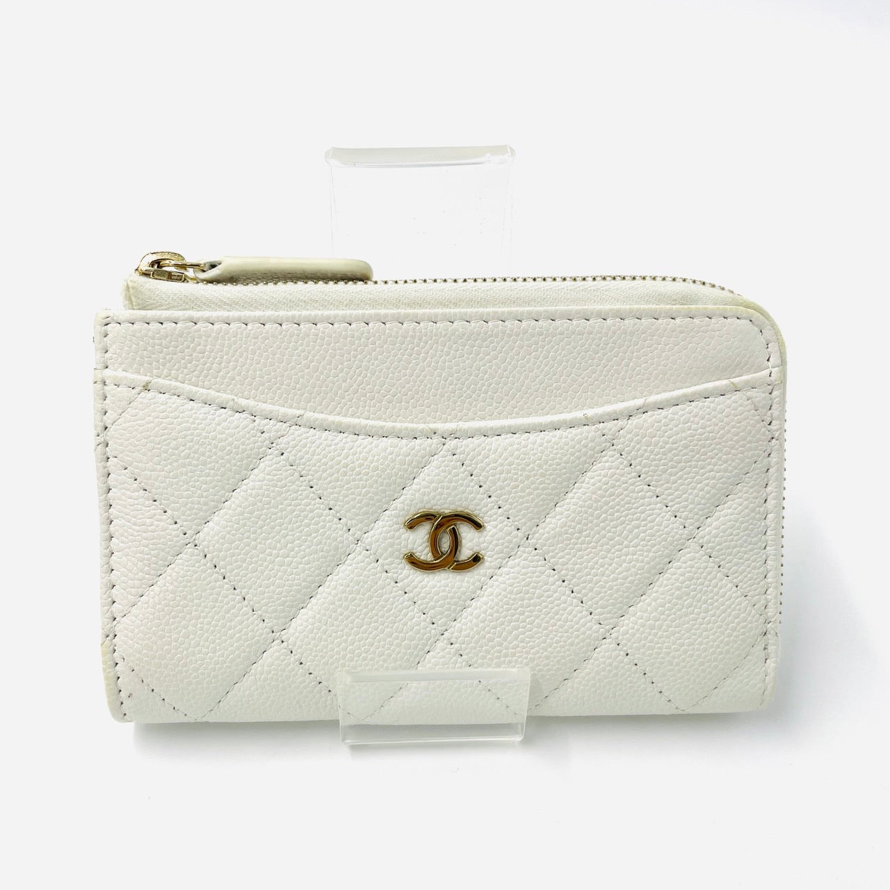 CHANEL Caviar Skin Fragment Coin Purse White