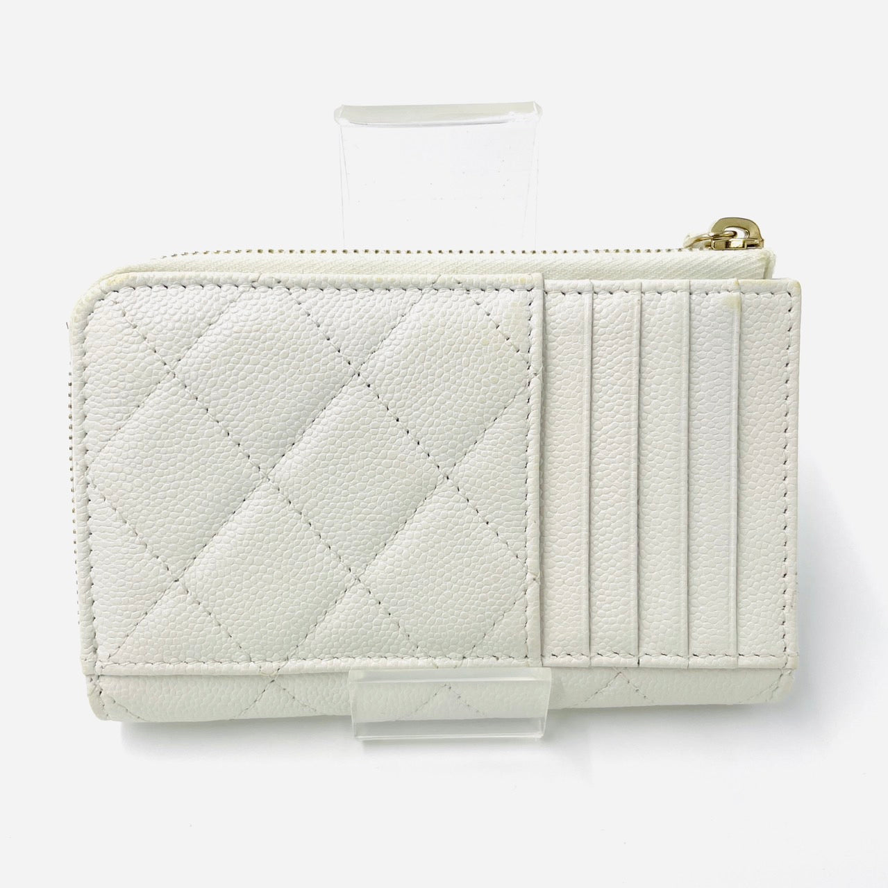 CHANEL Caviar Skin Fragment Coin Purse White