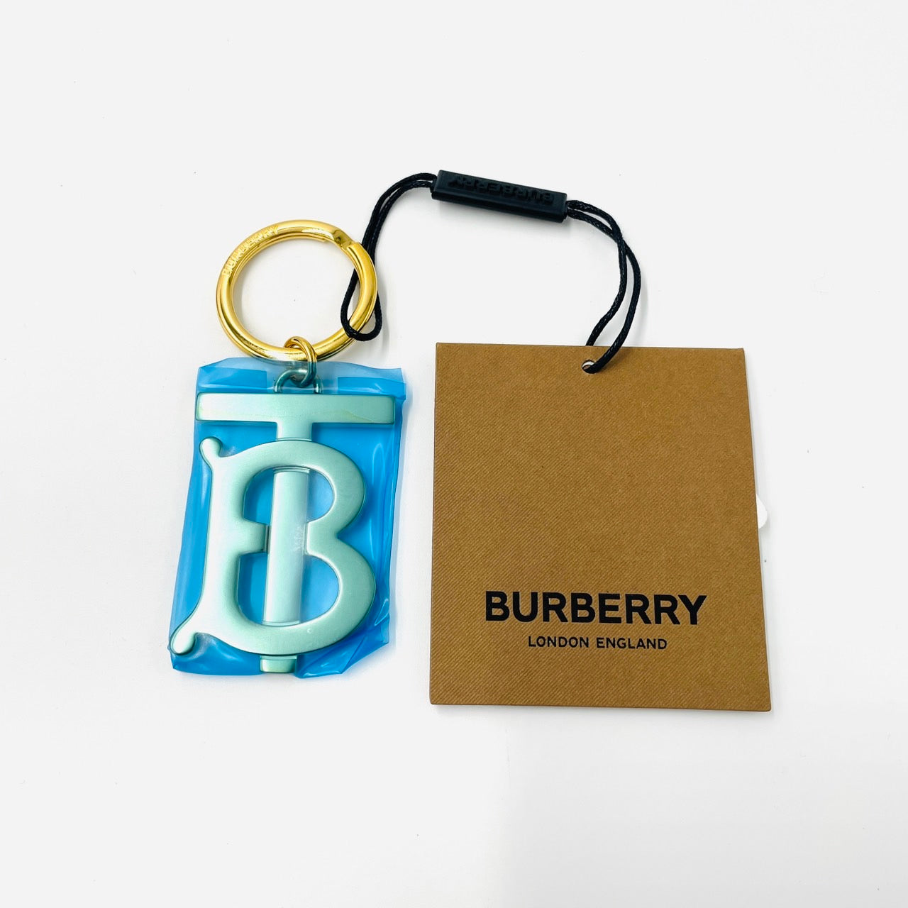 Un Used BURBERRY TB Logo Charm Gold Hardwere