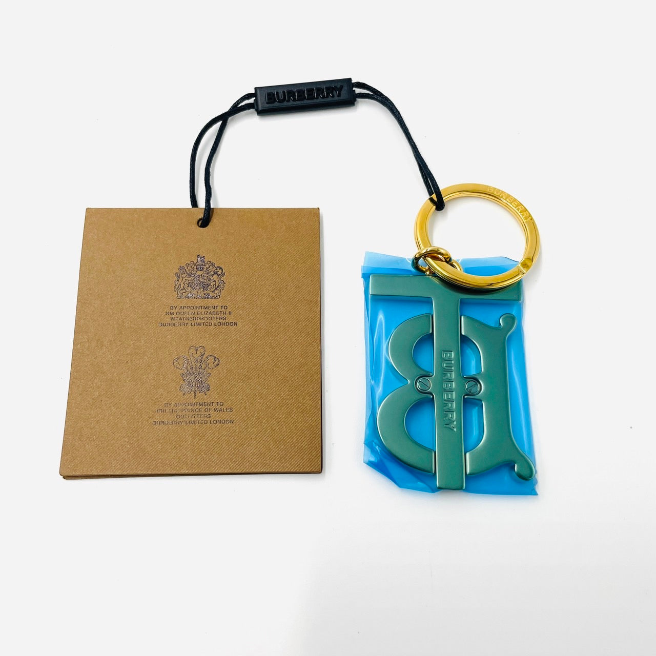 Un Used BURBERRY TB Logo Charm Gold Hardwere