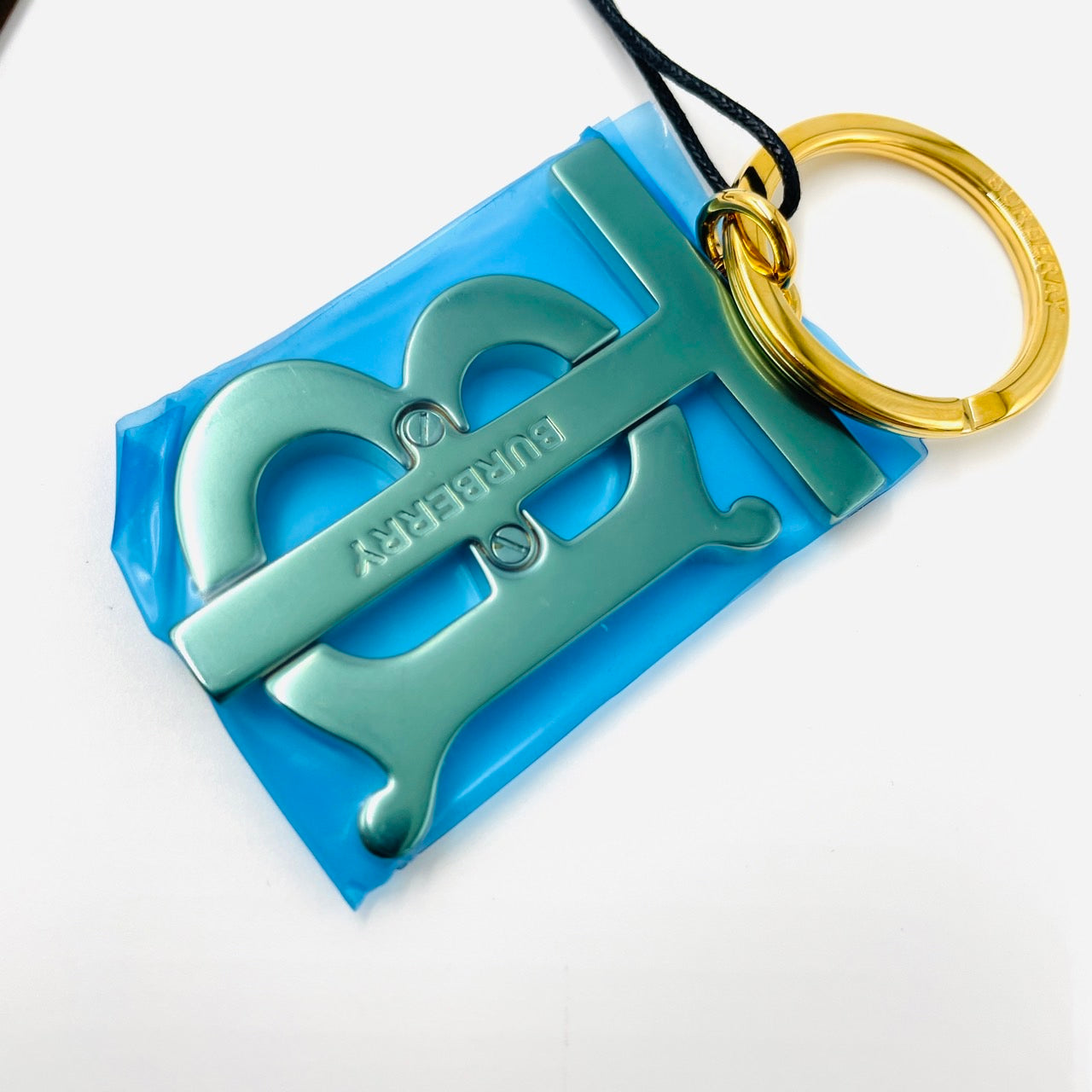 Un Used BURBERRY TB Logo Charm Gold Hardwere