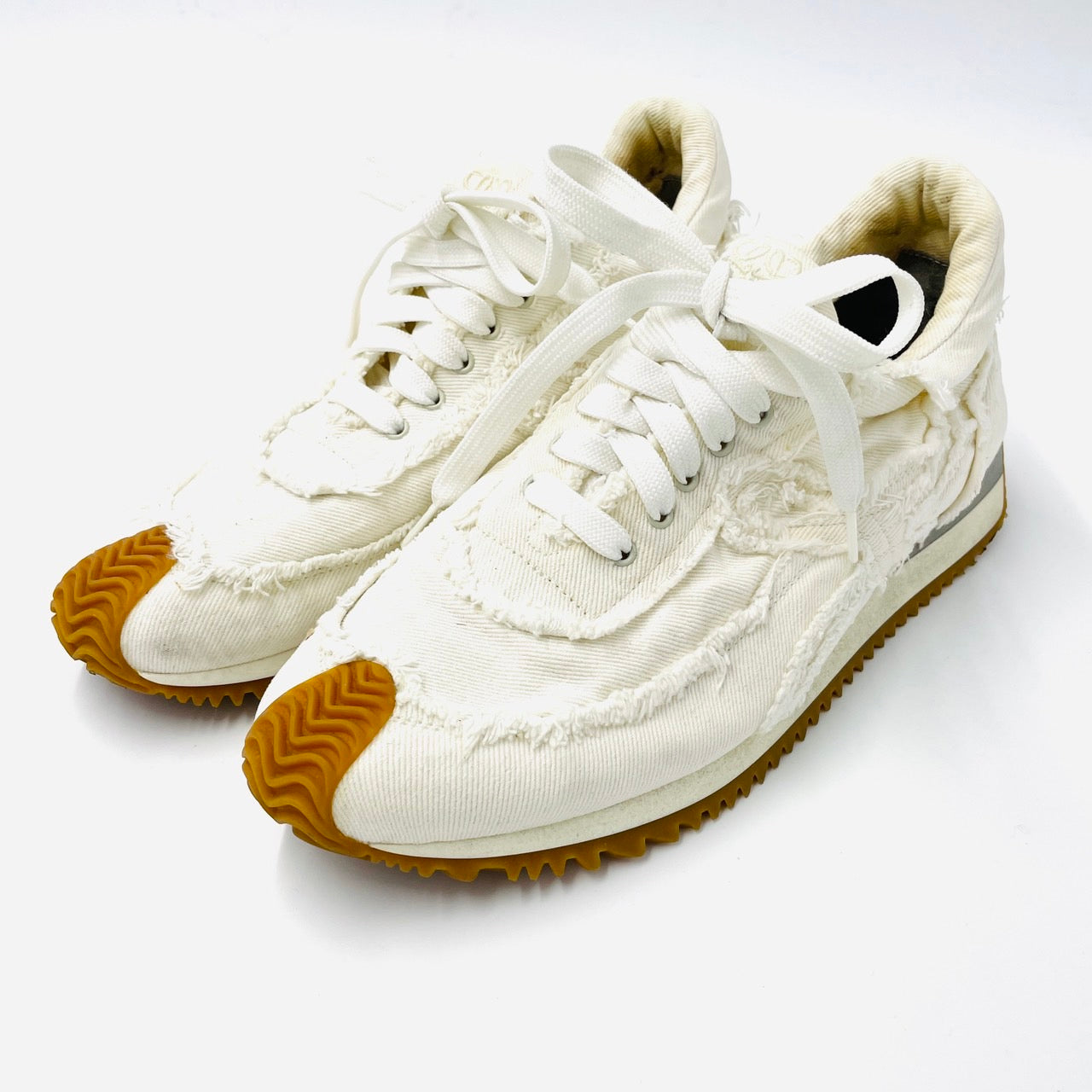 LOEWE Men's Thick Soled Dado Sneakers White Size 41