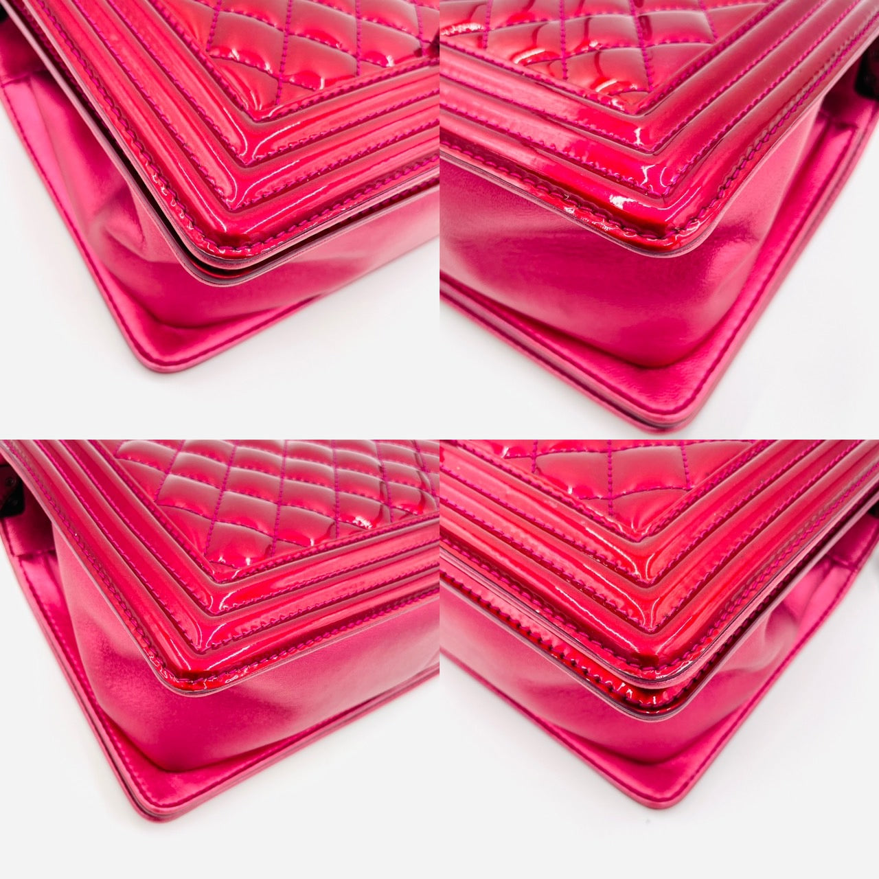 CHANEL BOY CHANEL Enamel 2Way Metallic Red