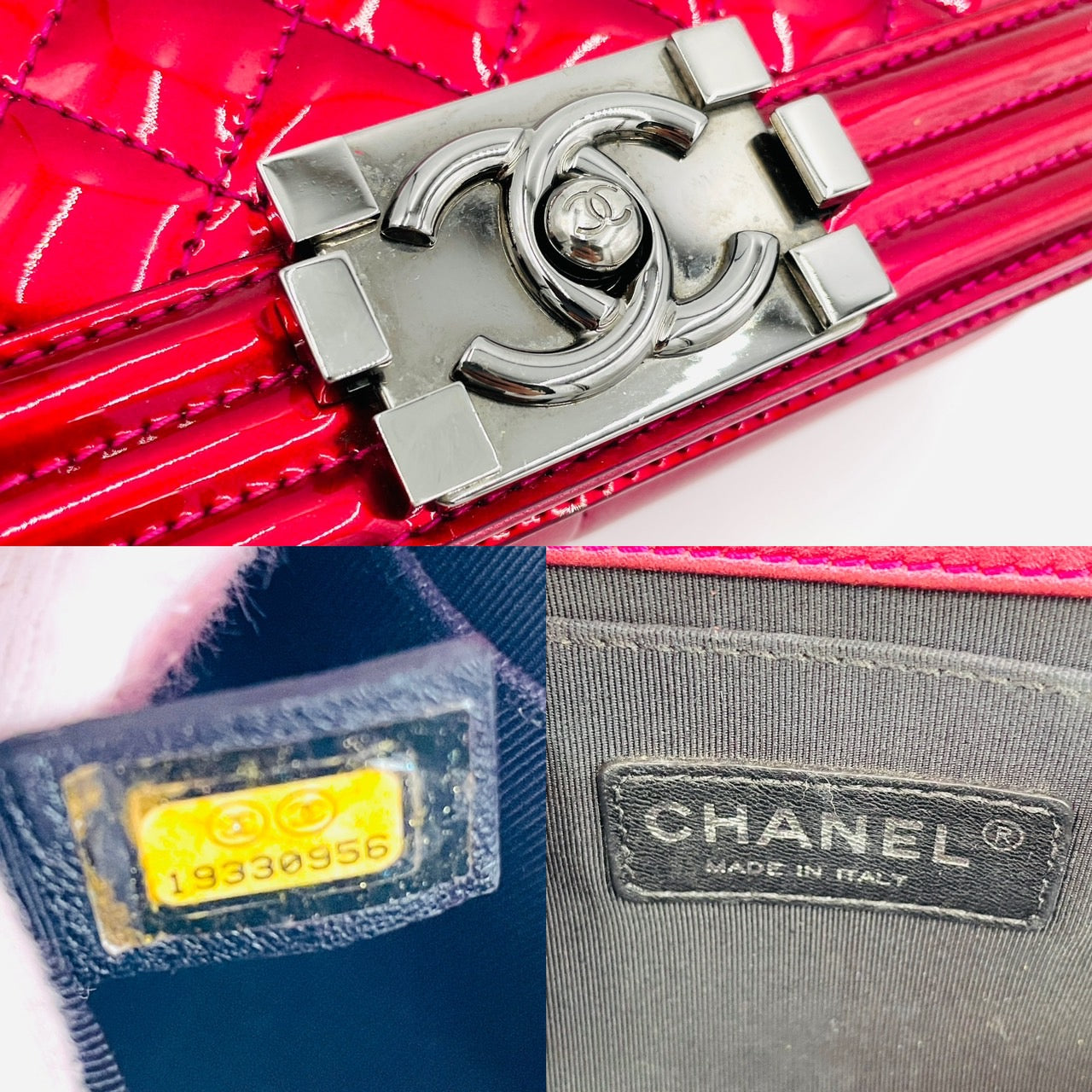 CHANEL BOY CHANEL Enamel 2Way Metallic Red
