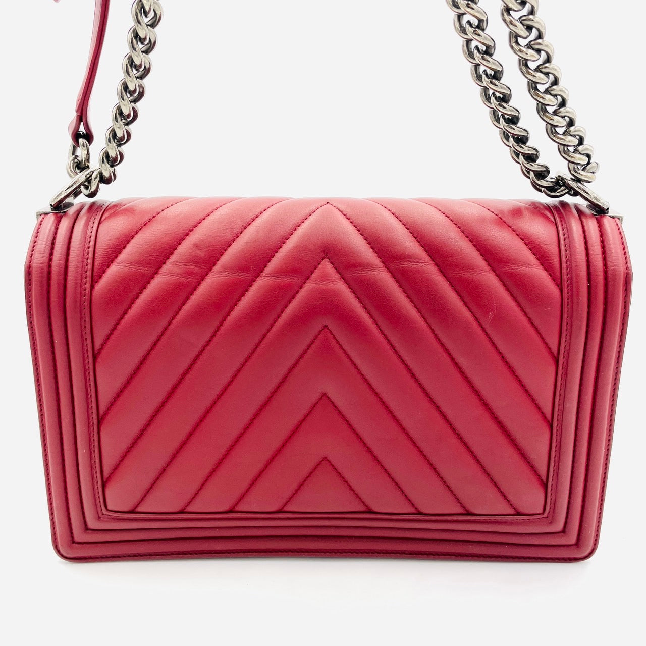 CHANEL BOY CHANEL Leather 2Way Red Handbag