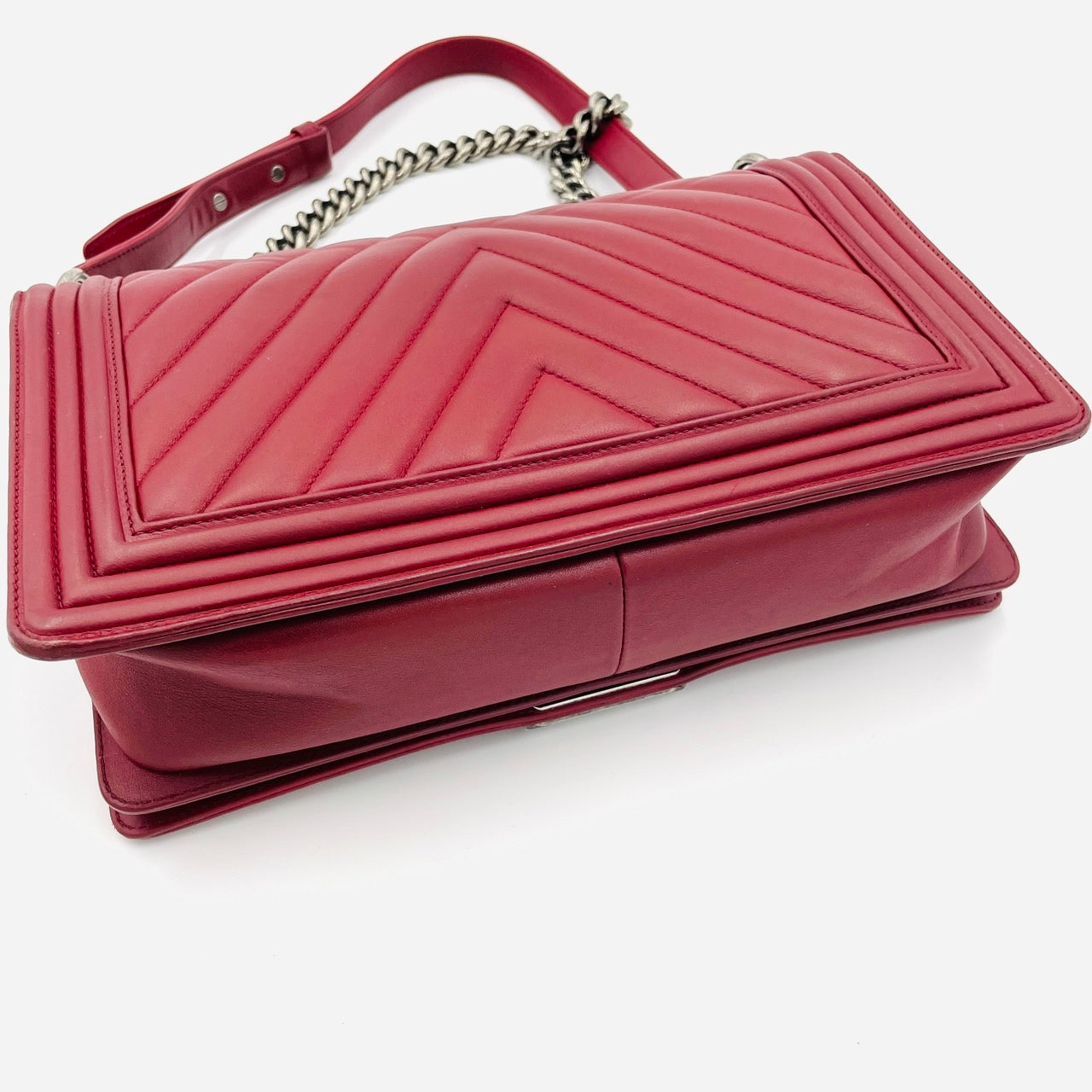 CHANEL BOY CHANEL Leather 2Way Red Handbag