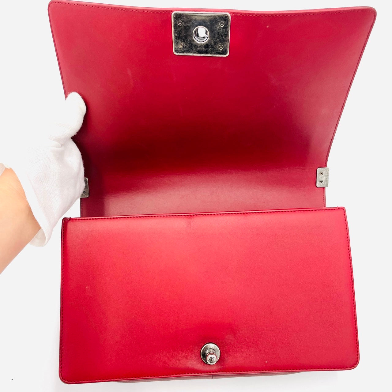 CHANEL BOY CHANEL Leather 2Way Red Handbag