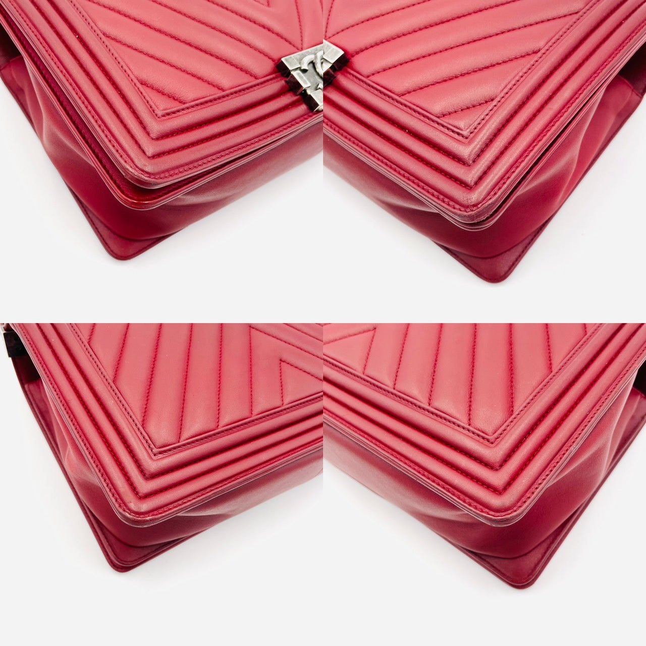 CHANEL BOY CHANEL Leather 2Way Red Handbag