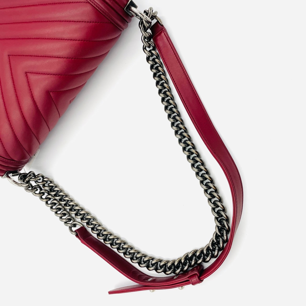 CHANEL BOY CHANEL Leather 2Way Red Handbag