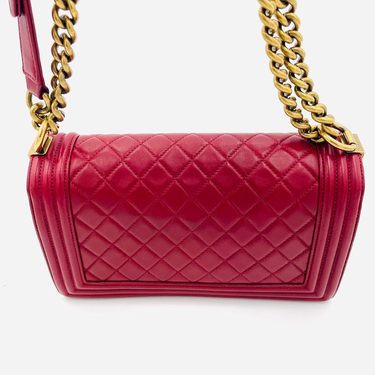 CHANEL Boy Chanel Leather 2Way Red Handbag
