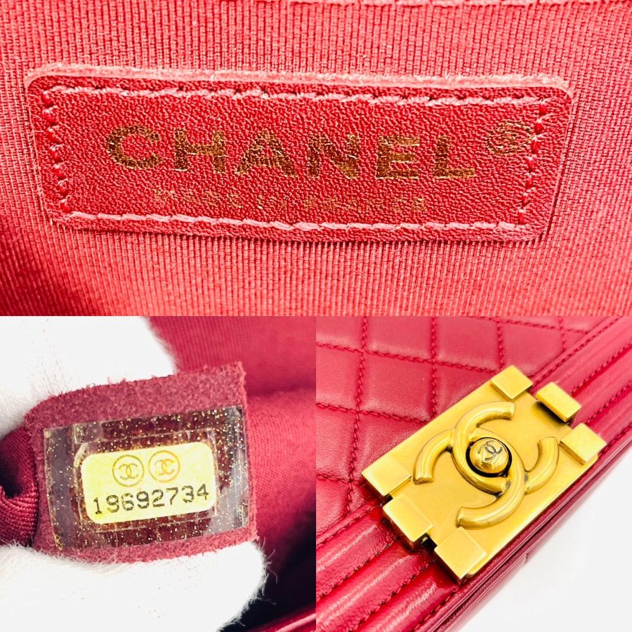 CHANEL Boy Chanel Leather 2Way Red Handbag