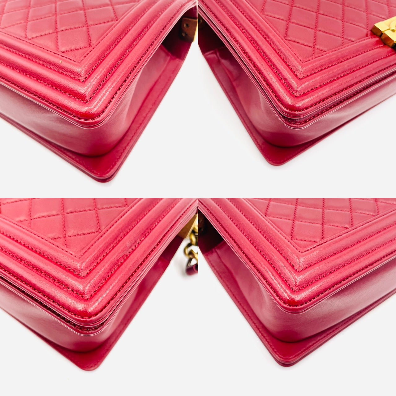 CHANEL Boy Chanel Leather 2Way Red Handbag