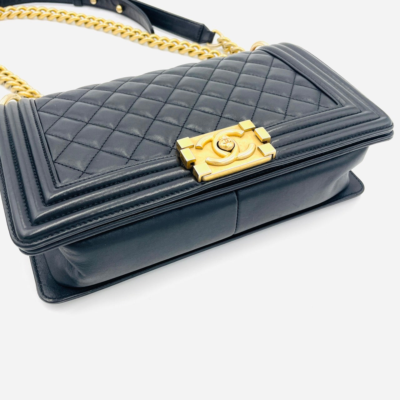 CHANEL BOY CHANEL Leather 2 Way Black Handbag