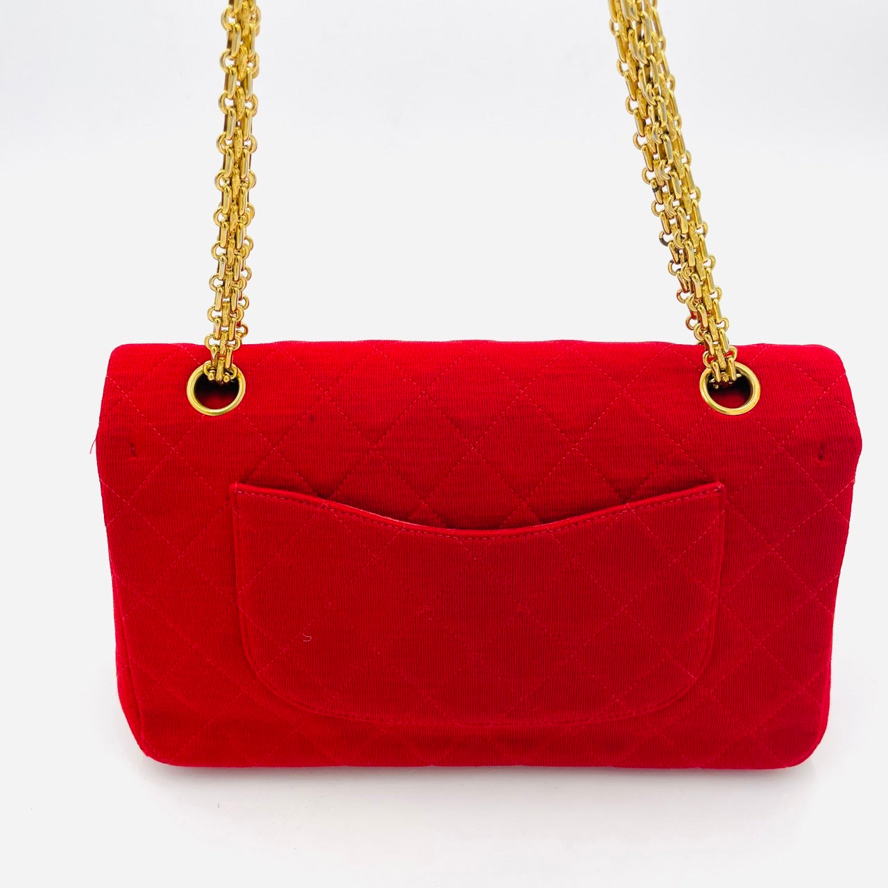 CHANEL MATRASSE Cotton Shoulder Bag W Flap Red