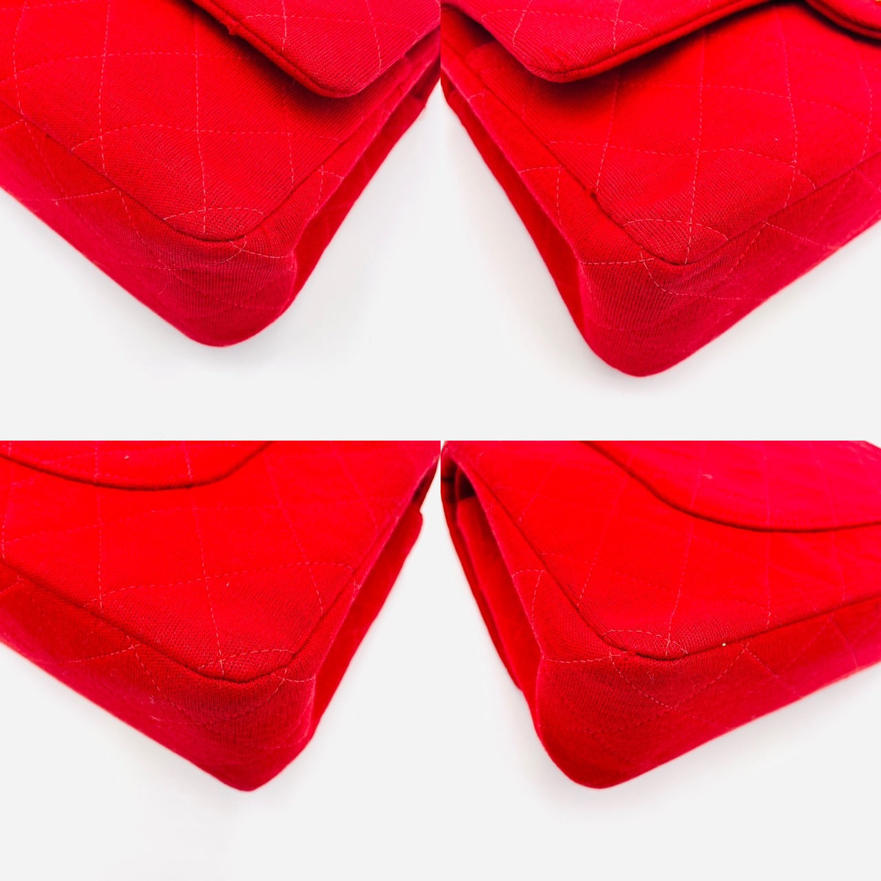 CHANEL MATRASSE Cotton Shoulder Bag W Flap Red