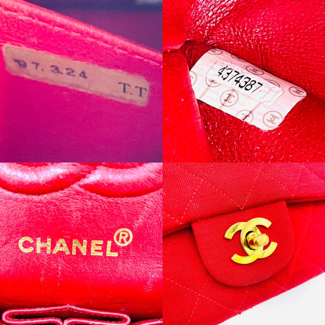 CHANEL MATRASSE Cotton Shoulder Bag W Flap Red