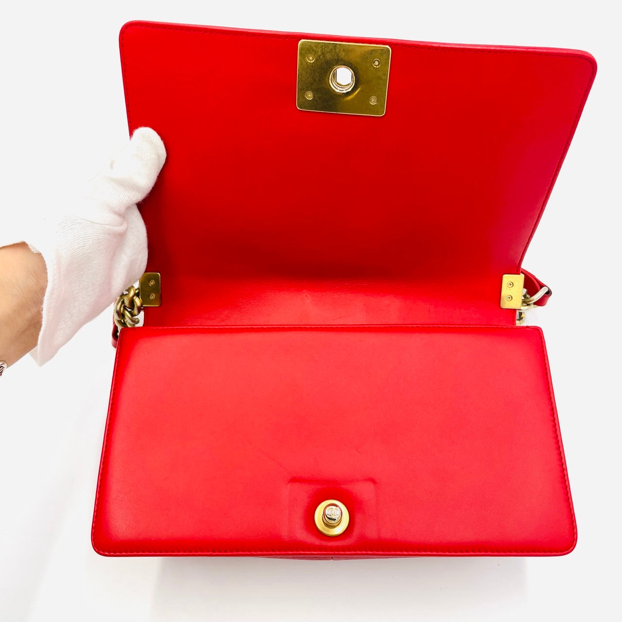 CHANEL BOY CHANEL Leather 2 Way Red Handbag