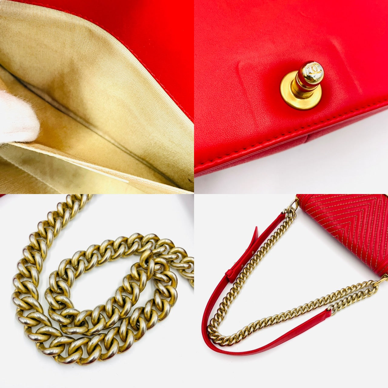 CHANEL BOY CHANEL Leather 2 Way Red Handbag