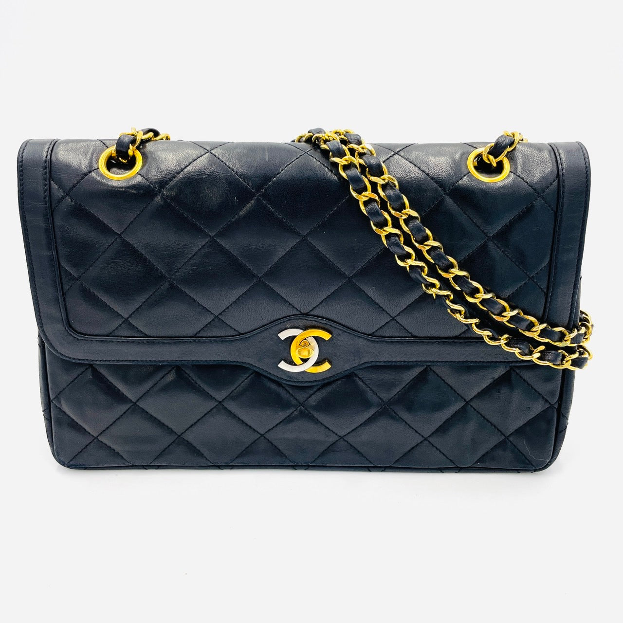 CHANEL Lamb Skin Matrasse W Flap W Chain Hand Bag