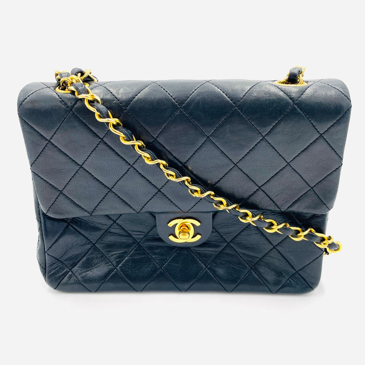 CHANEL Lamb Skin MIni Matrasse Chain Shoulder Black Bag