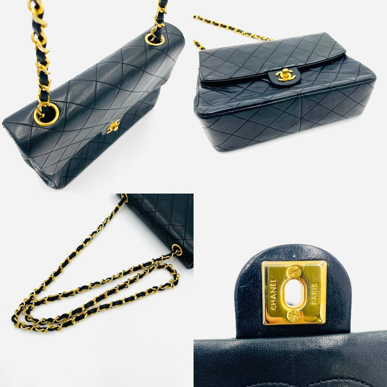 CHANEL Lamb Skin MIni Matrasse Chain Shoulder Black Bag