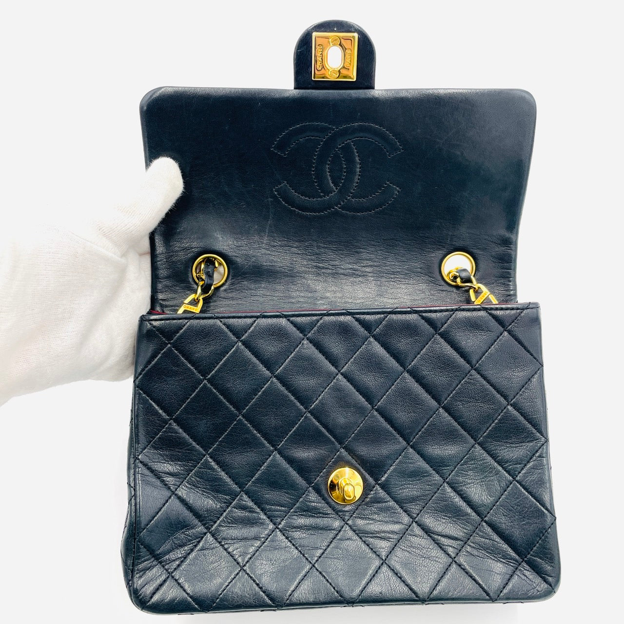 CHANEL Lamb Skin MIni Matrasse Chain Shoulder Black Bag