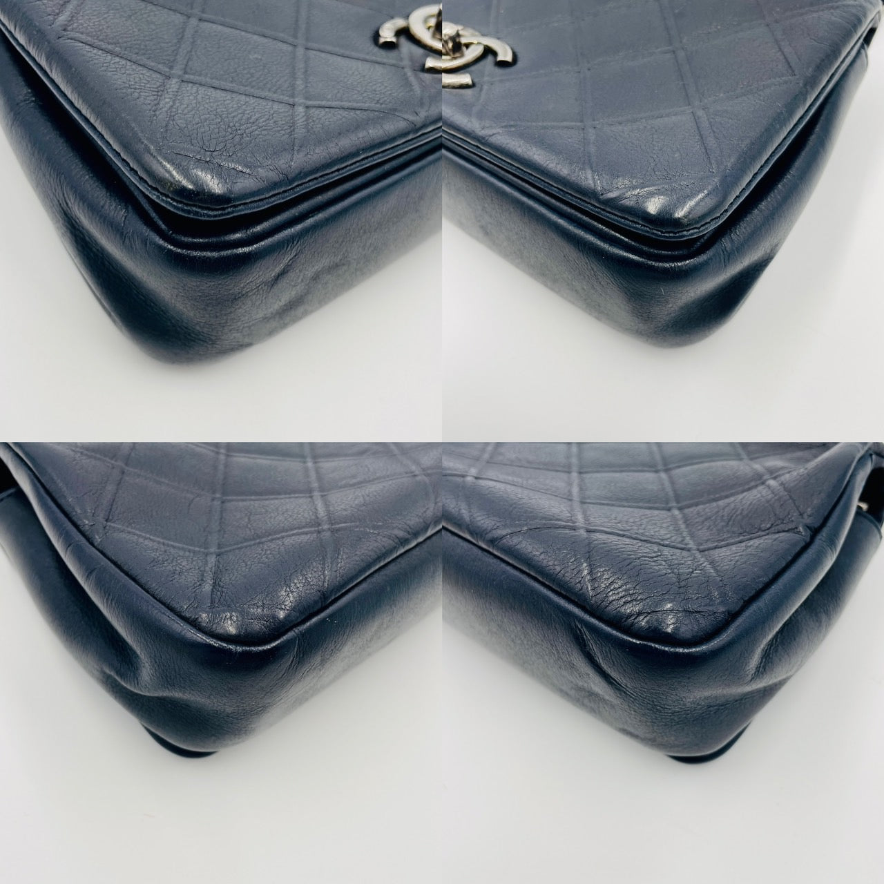 Chanel Matelasse Coco Mark Turn Lock Chain Flap navy Lamb Skin