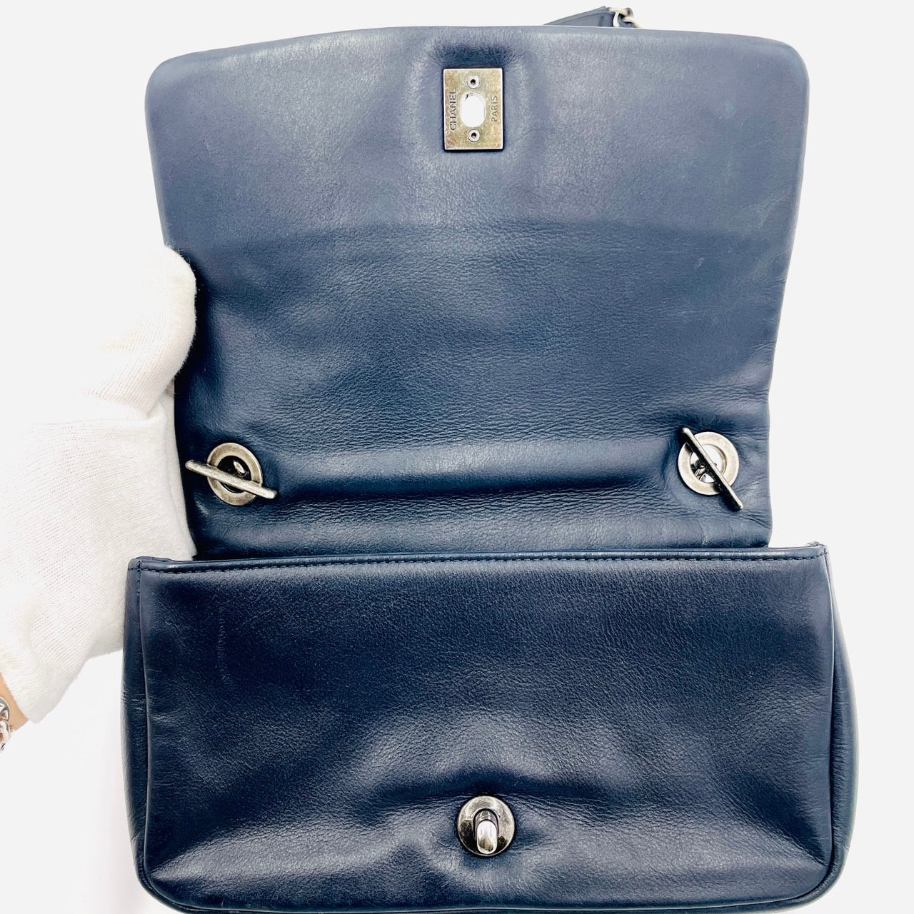 Chanel Matelasse Coco Mark Turn Lock Chain Flap navy Lamb Skin