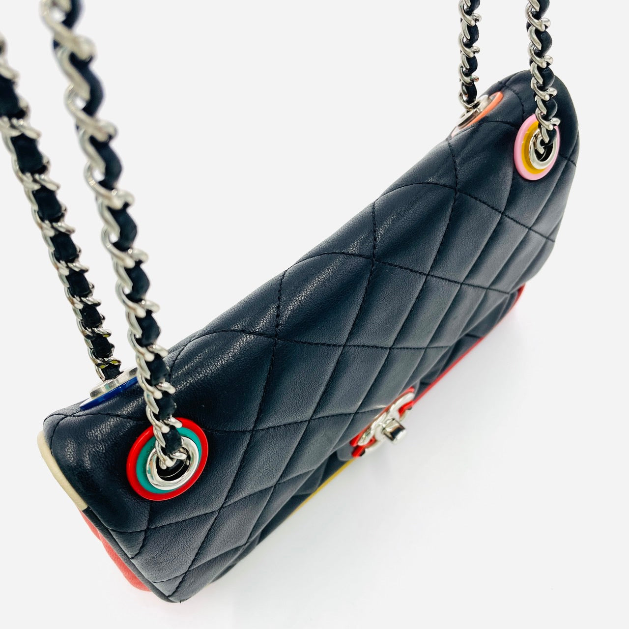 CHANEL Matrasse Colorful Stitching Chain Shoulder Bag Lambskin