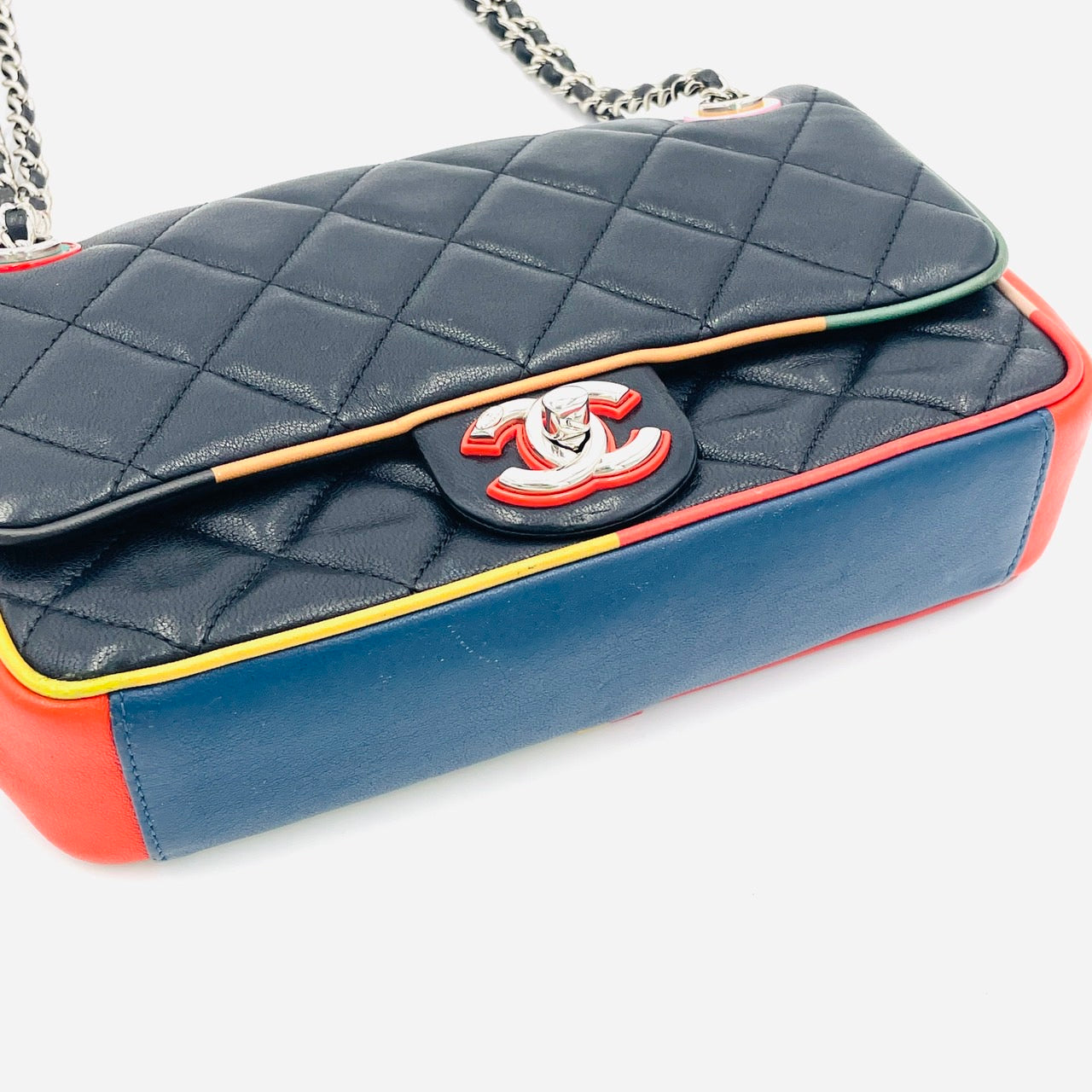 CHANEL Matrasse Colorful Stitching Chain Shoulder Bag Lambskin