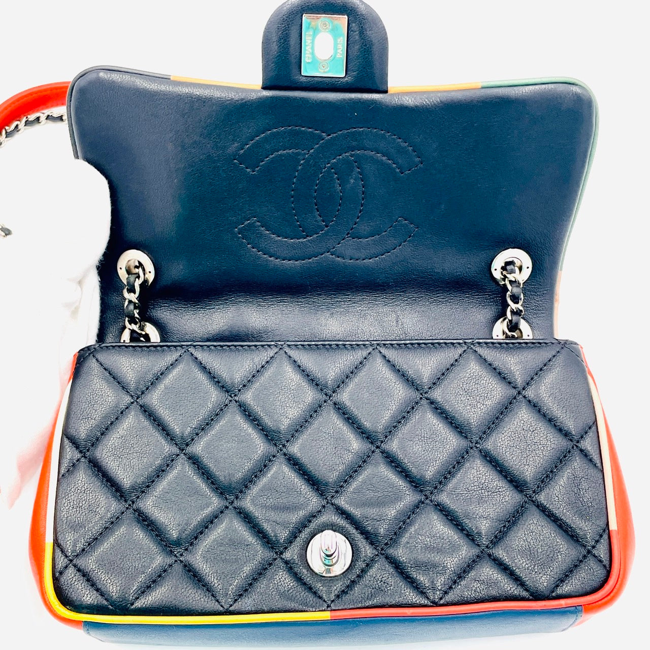 CHANEL Matrasse Colorful Stitching Chain Shoulder Bag Lambskin