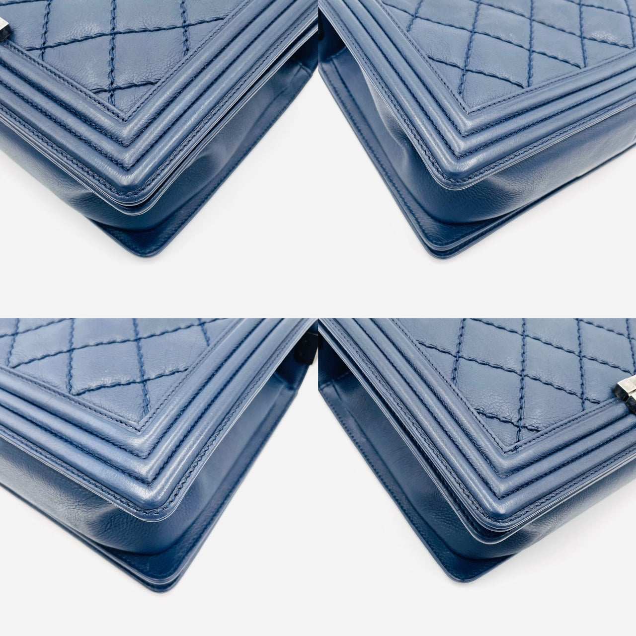 CHANEL Boy Chanel Leather 2Way Navy Chain Shoulder Bag