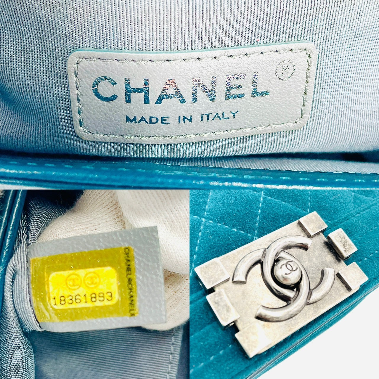 CHANEL BOY CHANEL Velvet boy mini Green