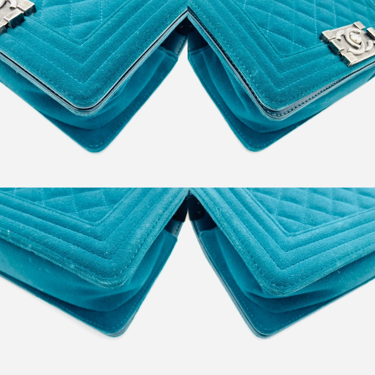 CHANEL BOY CHANEL Velvet boy mini Green