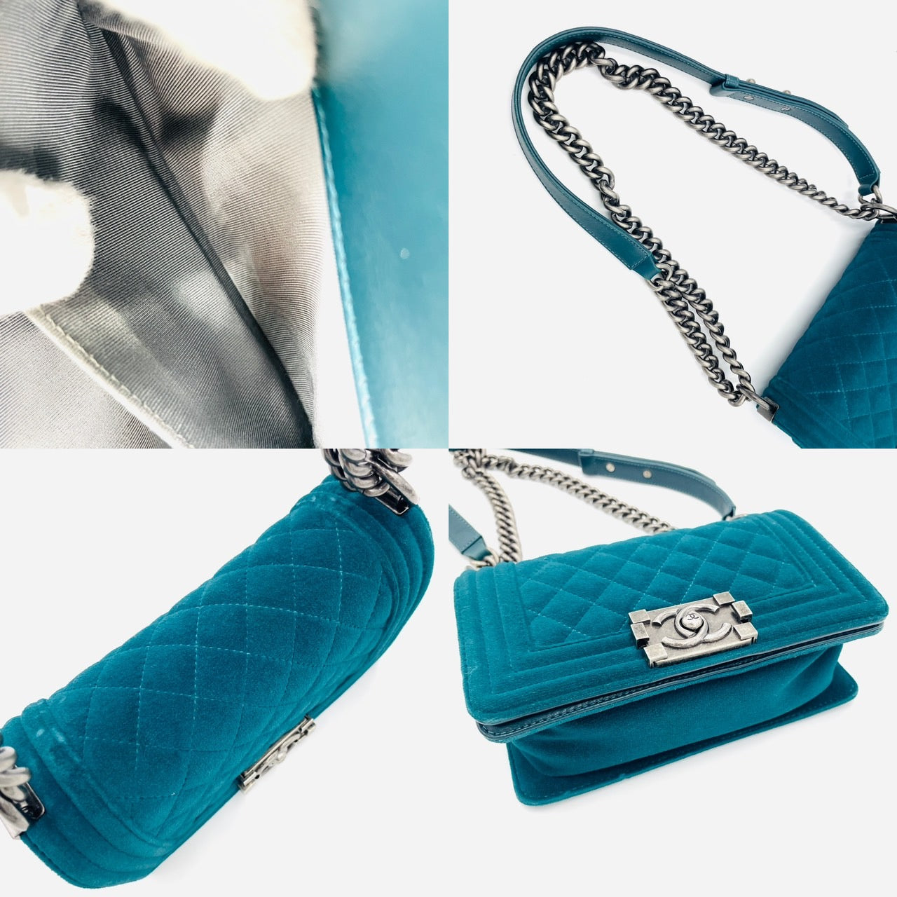 CHANEL BOY CHANEL Velvet boy mini Green