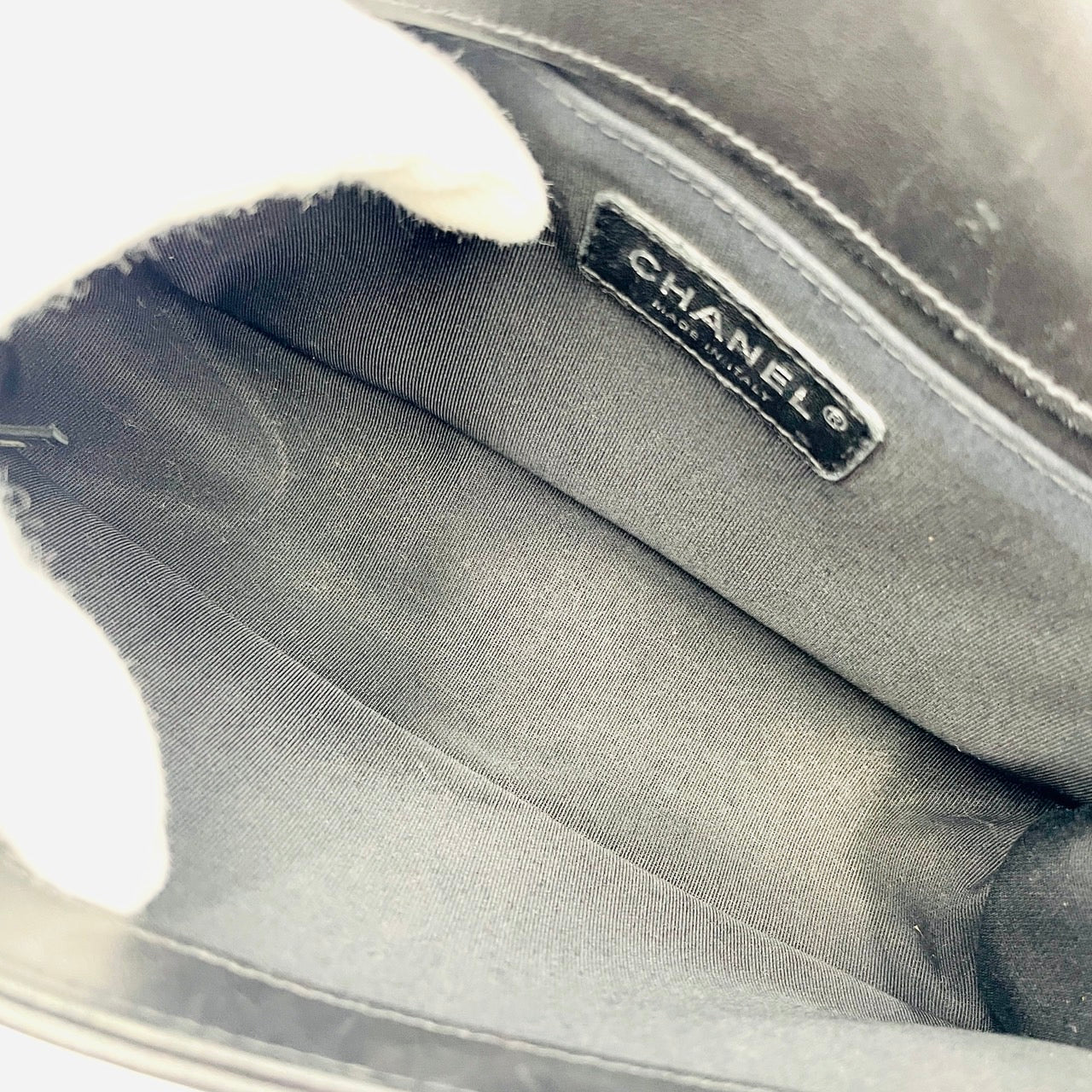 CHANEL Boy Chanel 25 Lamb Skin Black Chain Shoulder Bag