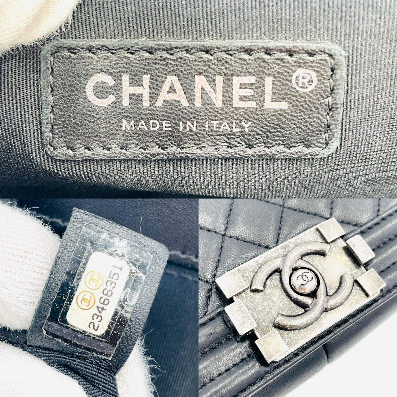 CHANEL Boy Chanel 25 Lamb Skin Black Chain Shoulder Bag