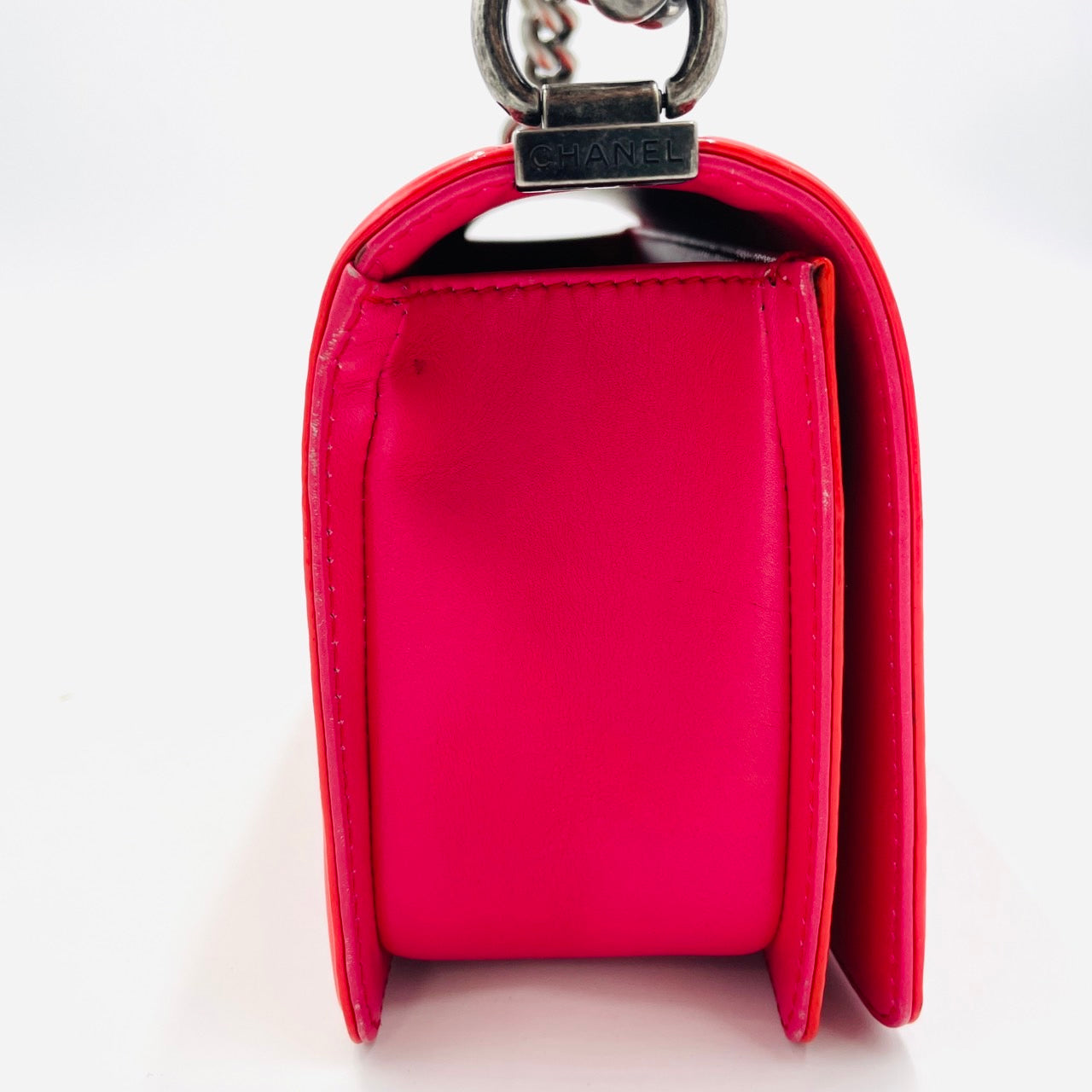 CHANEL BOY CHANEL Enamel 2Way coral red